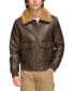 Фото #1 товара Men's Faux-Fur-Trim Faux-Leather Bomber Jacket