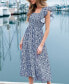 Women's Floral Flutter Sleeve Midi Beach Dress