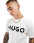 Фото #1 товара Hugo Dulivio logo t-shirt in White - WHITE