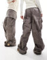 Фото #2 товара COLLUSION Unisex iconic utility trousers with removable skirt in washed brown