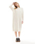 Фото #2 товара Monki long sleeve oversized midi knitted dress in off white