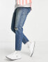 Фото #1 товара ASOS DESIGN tapered fit jean in tinted wash with knee rips - MBLUE