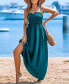 Women's Sleeveless Square Neck Smocked Bodice Midi Beach Dress