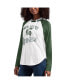 ფოტო #1 პროდუქტის Women's White, Green Michigan State Spartans From the Sideline Raglan Long Sleeve Hoodie T-shirt