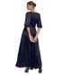 Balloon-Sleeve Faux-Wrap Gown