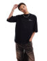 Dr Denim Curtis oversized fit around the world back pink graphic print t-shirt in black