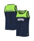 Фото #2 товара Men's College Navy, Neon Green Seattle Seahawks Team Touchdown Fashion Tank Top