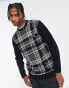 Fred Perry tartan panel jumper in black