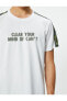 Фото #5 товара Футболка мужская Koton с футболкой с надписью на спортивной облегающей мужской футболке с деталями камуфляжа.