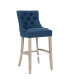 Фото #22 товара 29" Linen Tufted Buttons Upholstered Wingback Bar Stool (Set of 2)