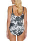 Calvin Klein Womens Printed Twist-Front One-Piece Swimsuit Black Multi Size 4