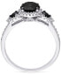 ფოტო #3 პროდუქტის Black Diamond (1-3/4 ct. t.w.) White Diamond (1/4 ct. t.w.) 3-Stone Halo Engagement Ring in 14k White Gold