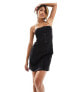 ASOS DESIGN bandeau tux mini dress with button detail in black