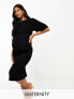 Closet London Maternity ribbed pencil midi dress in black