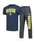 ფოტო #1 პროდუქტის Men's Charcoal, Navy Milwaukee Brewers Meter T-shirt and Pants Sleep Set