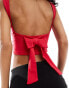 Stradivarius open back top with tie back in red