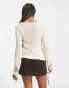 COLLUSION knitted jumper with open stitch detail in ivory