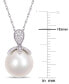 ფოტო #4 პროდუქტის Cultured Freshwater Pearl (11mm) & Diamond (1/10 ct. t.w.) 17" Pendant Necklace in 10k White Gold
