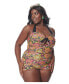 Фото #1 товара Plus Size Ruched Cutout Garbo One Piece Swimsuit