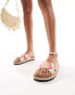 ASOS DESIGN Jessie flatform cross strap espadrille sandals in rainbow buntes Häkelmuster, 41 - фото #1