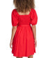 Фото #2 товара Women's Puff-Sleeve Smocked A-Line Dress