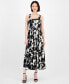 ფოტო #1 პროდუქტის Women's Floral-Print Smocked Midi Dress