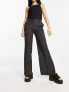 Фото #1 товара Weekday Kylie flared trousers in dark grey pinstripe