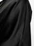 ASOS DESIGN Curve satin oversized midi tshirt dress in black 44 - фото #5