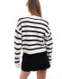 Miss Selfridge seam detail boxy cardigan in mono stripe