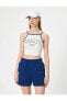 Фото #6 товара Crop Spor Atlet Slogan Baskılı Halter Yaka Askılı Slim Fit