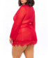 Фото #2 товара Комплект эротического белья Oh La La Cheri Plus Size Eyelash Lace 2 шт., халат с атласным поясом и трусики-стринги