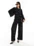 Фото #2 товара Y.A.S checkerboard plisse wide leg trouser co-ord in black