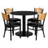 Фото #1 товара 36'' Round Black Laminate Table Set With 4 Wood Slat Back Metal Chairs - Black Vinyl Seat