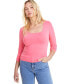 Фото #1 товара Women's Long-Sleeve Square-Neck Jersey Top, Created for Macy's