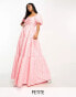 Фото #1 товара Collective the Label Petite exclusive puff sleeve jacquard maxi dress in pink daisy