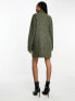 ASOS DESIGN Tall knitted jumper mini dress with high neck in khaki