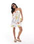 Фото #4 товара ASOS DESIGN petite ruched bust mini sundress with adjustable straps in all over print