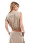 Mango zip through utility co-ord waistcoat in tan