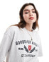 Cotton On oversized t-shirt with Bordeaux varsity print in grey Серый, L - EU 42 - фото #2