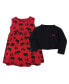 Фото #3 товара Baby Girls Cotton Dress and Cardigan 2pc Set, Red Moose Bear