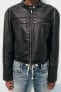 Distressed leather effect jacket