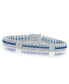 Sterling Silver Clear and Blue Cubic Zirocnia Stripe Bracelet