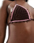 Cotton On crochet triangle bikini top in brown