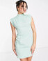 Фото #1 товара ASOS DESIGN structured mini dress with shoulder pads in sage green