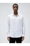 Фото #3 товара Erkek Giyim Basic Gömlek Klasik Yaka Dar Kesim Düğmeli 4wam60013hw Beyaz Beyaz