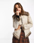 Фото #1 товара Reclaimed Vintage suede fur trim jacket in grey