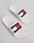 Tommy Jeans flag sliders in white