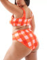 Фото #2 товара ASOS DESIGN Curve Picnic high leg high waist bikini bottom in gingham