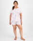 ფოტო #2 პროდუქტის Plus Size Floral Short-Sleeve Pajamas Set, Created for Macy's