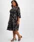 Фото #4 товара Plus Size V-Neck Jersey Midi Fit & Flare Dress